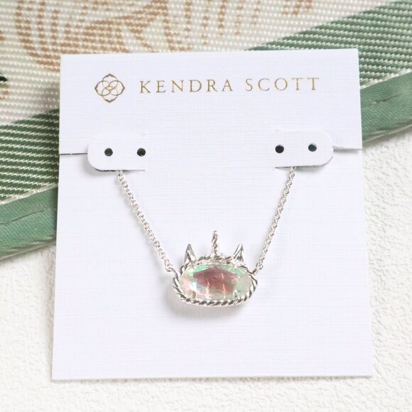 Kendra Scott Jewelry - NWT Kendra Scott Unicorn Iridescent Pink-Green Stone Silver Necklace